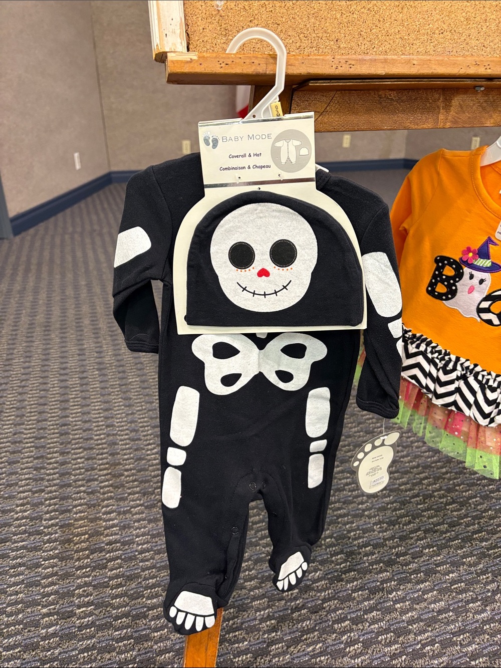 Black Skeleton Infant Costume with Hat